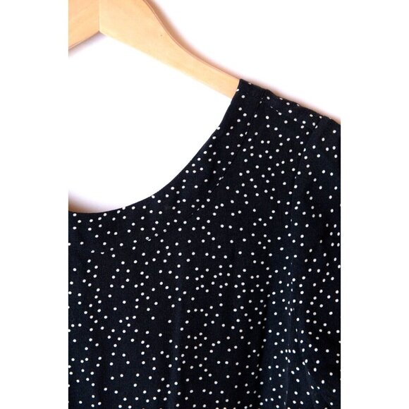 Madewell Dress Women's Size 2 Black Scatter Dot Zip Back Shift Mini Polka Dot - Picture 2 of 8